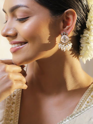 Moonlit Pearls & Kundan Danglers