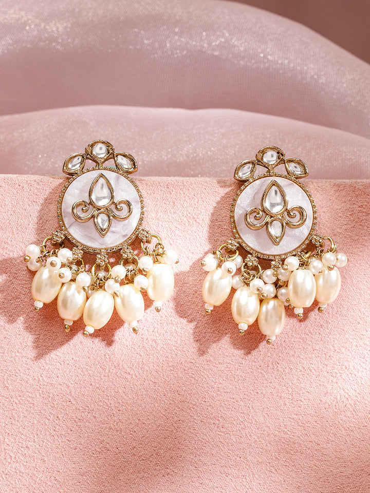 Moonlit Pearls & Kundan Danglers