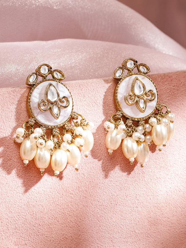 Moonlit Pearls & Kundan Danglers