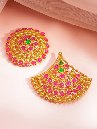 Gold Plated Kundan Multicolor Hair Pin