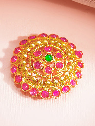 Gold Plated Kundan Multicolor Hair Pin