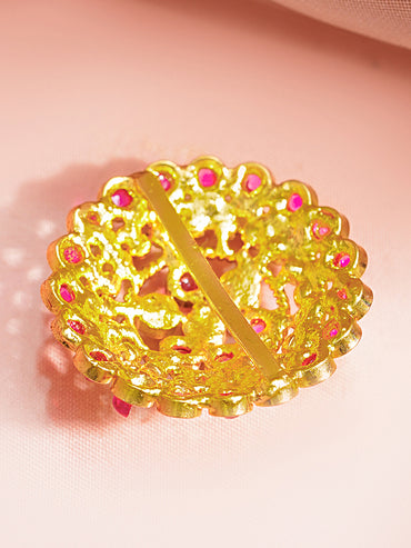 Gold Plated Kundan Multicolor Hair Pin