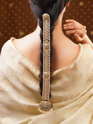 Gold Plated Blossom Vine Antique Gold Pearl Hair Accessory