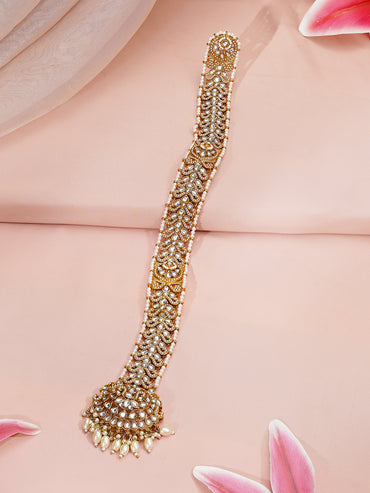 Gold Plated Blossom Vine Antique Gold Pearl Hair Accessory
