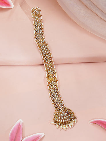 Gold Plated Blossom Vine Antique Gold Pearl Hair Accessory