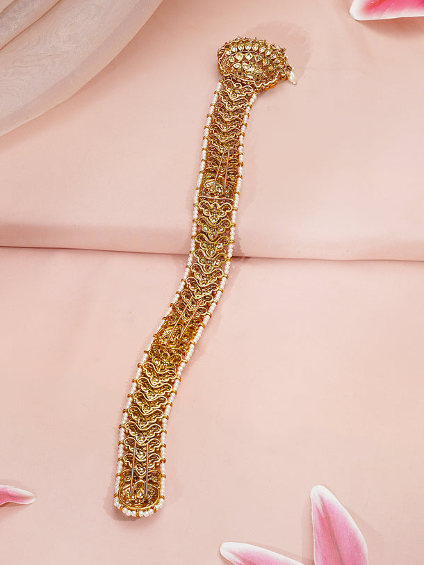 Gold Plated Blossom Vine Antique Gold Pearl Hair Accessory