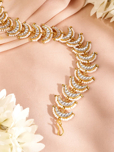 White Kundan Starfall Braid Brooch