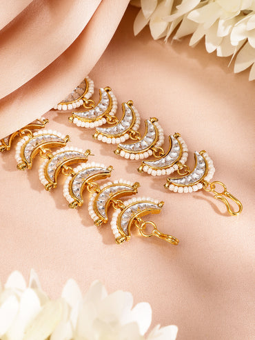 White Kundan Starfall Braid Brooch