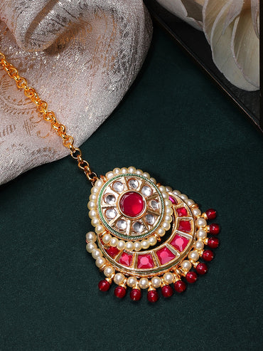 Rubans Gold Plated Handcrafted Kundan Maangtikka