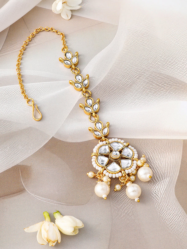 Golden Kundan Stone Maangtika