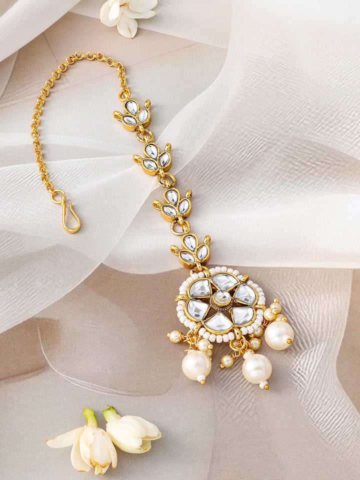 Golden Kundan Stone Maangtika