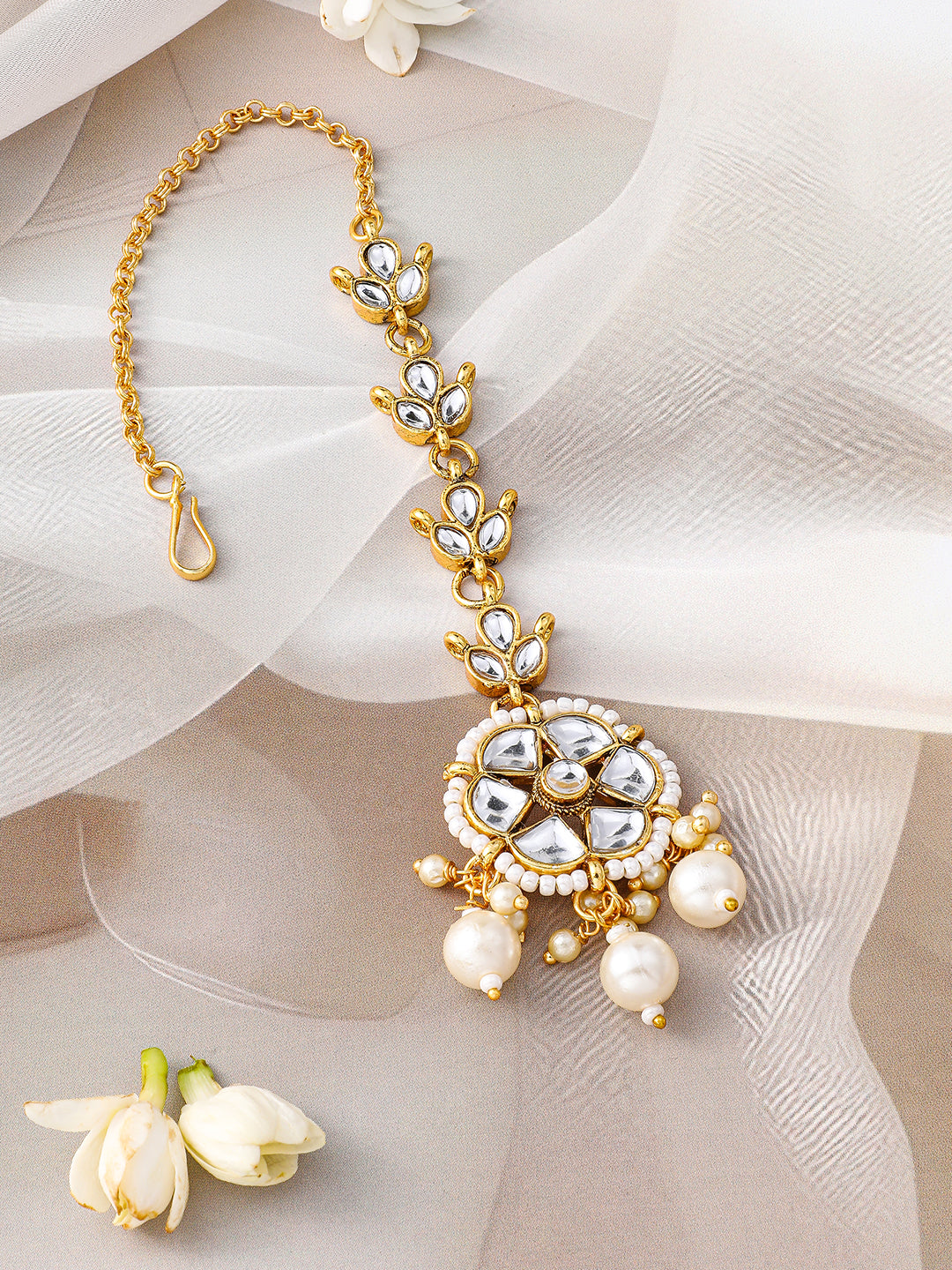 Golden Kundan Stone Maangtika