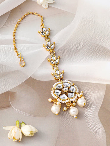 Golden Kundan Stone Maangtika