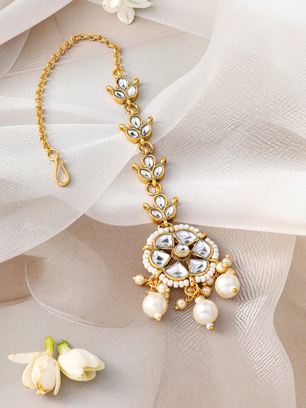 Golden Kundan Stone Maangtika