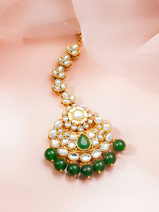 Floral Edge Green Maangtika