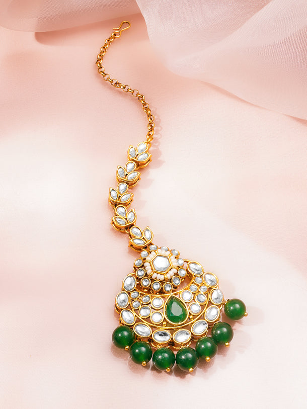 Floral Edge Green Maangtika