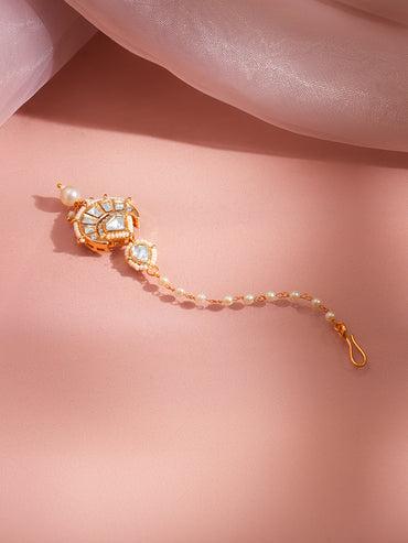 Festive Glow Kundan Pearl Drop Maangtikka