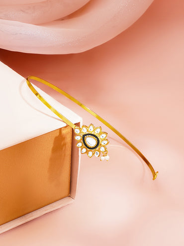 Gold Plated Pearl Floral Maang Tikka