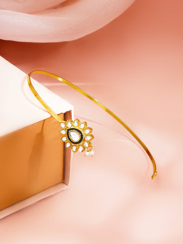 Gold Plated Pearl Floral Maang Tikka