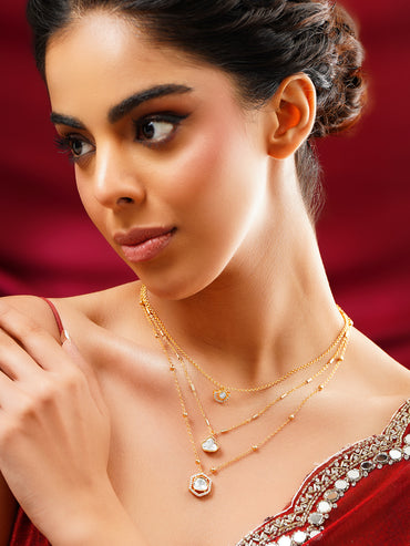 Gold Plated Layered Kundan Necklace