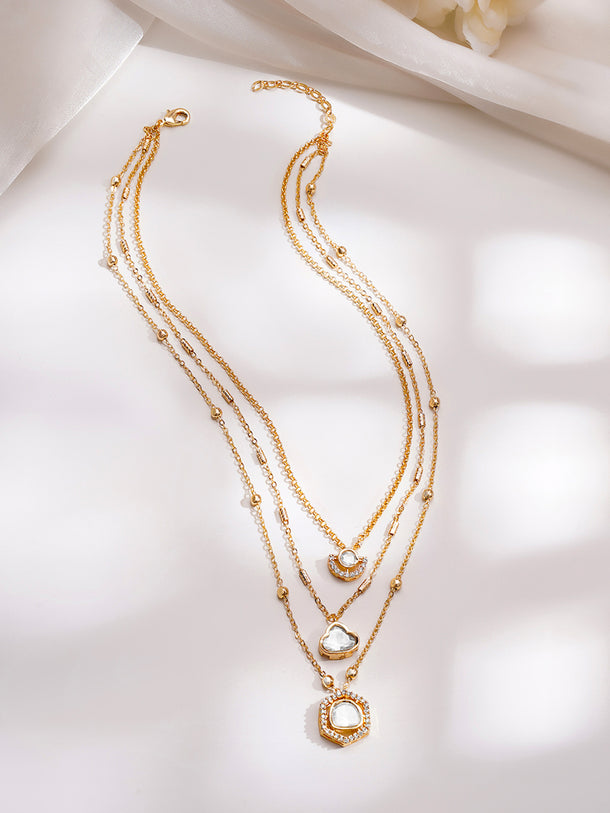 Gold Plated Layered Kundan Necklace