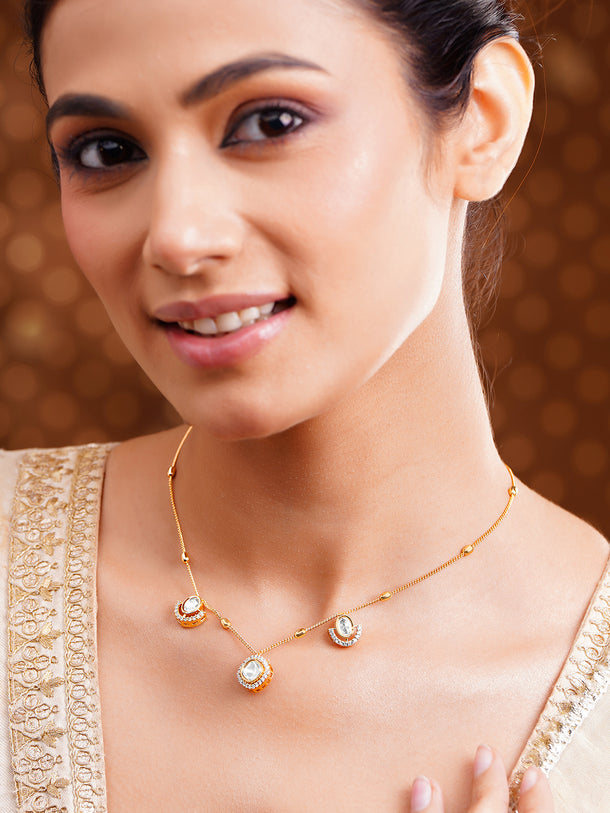 Gold Plated Cubic Zirconia Drop Necklace