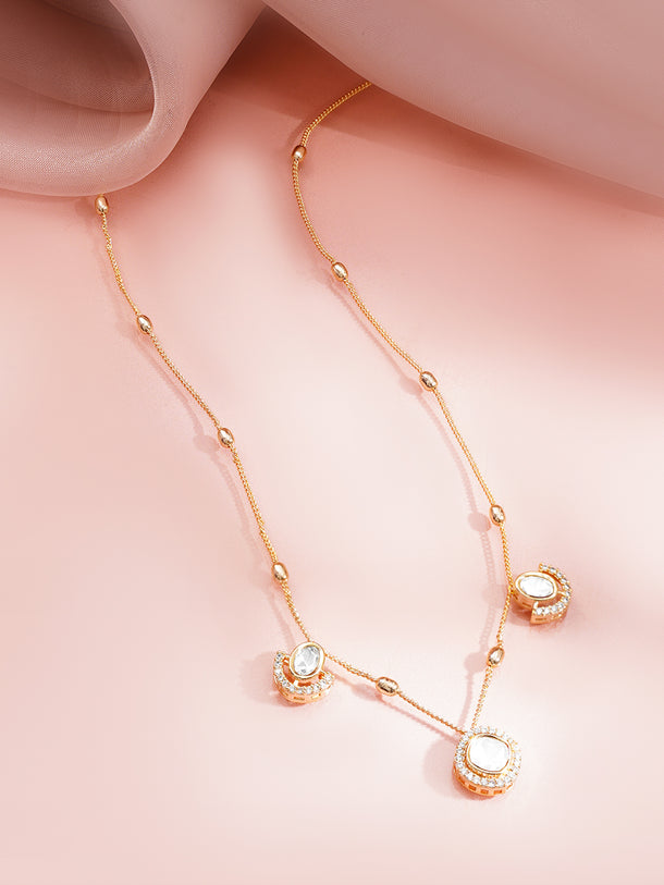 Gold Plated Cubic Zirconia Drop Necklace