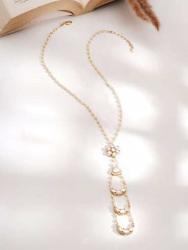 Gold Plated Layered Moon Motif Kundan Necklace