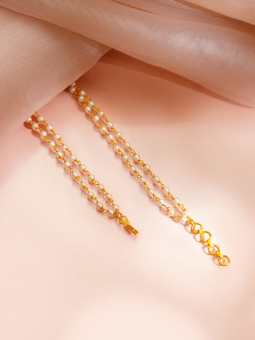 Gold Plated Blossom Kundan Pearl Drape Pendant Necklace