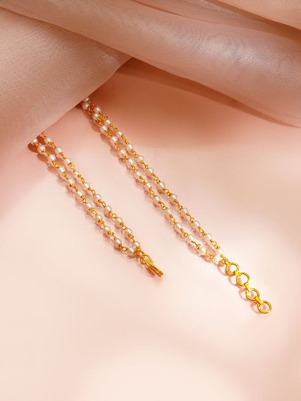 Gold Plated Blossom Kundan Pearl Drape Pendant Necklace