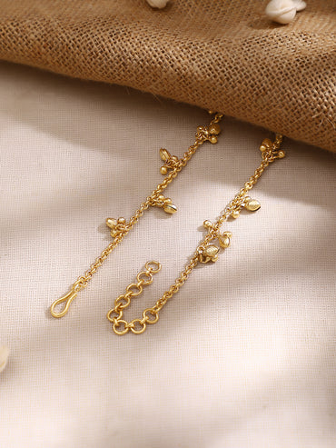 Gold Plated Elephant Moon Motif  Ghungroo Drop Ruby Studded Necklace