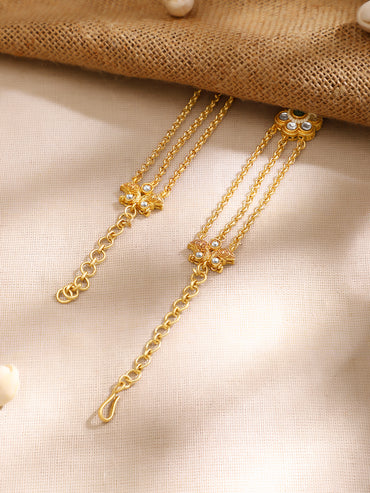 Gold Plated Peacock Elephant Kundan Enamel Pearl Layered Long Necklace