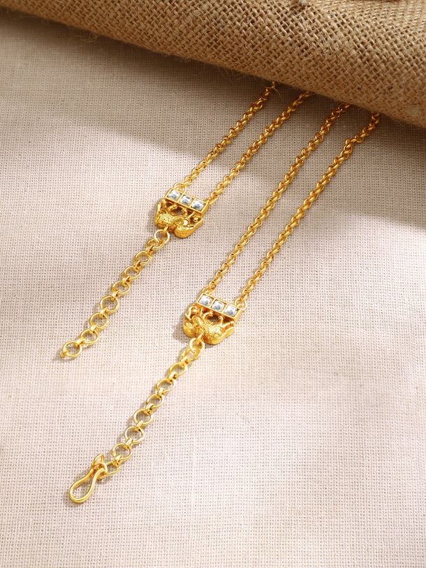 Gold Plated Royal Palanquin Peacock Kundan Ghungroo Layered Necklace