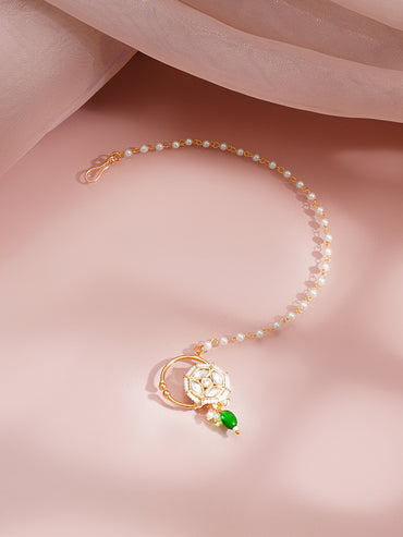 Gold Kundan Pearl Bridal Nath