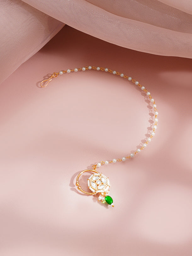 Gold Kundan Pearl Bridal Nath