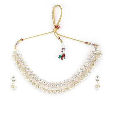 Rubans Gold Plated Kundan Delicate Necklace Set