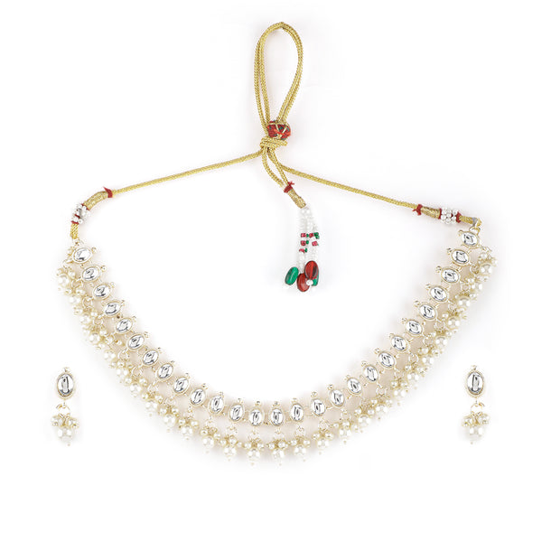 Rubans Gold Plated Kundan Delicate Necklace Set