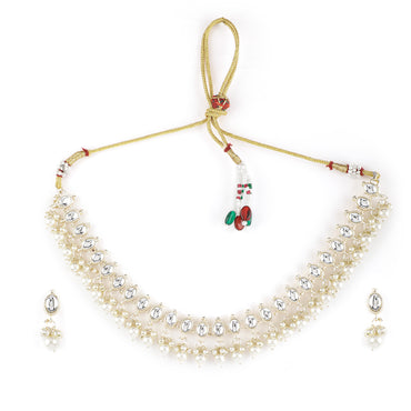 Rubans Gold Plated Kundan Delicate Necklace Set