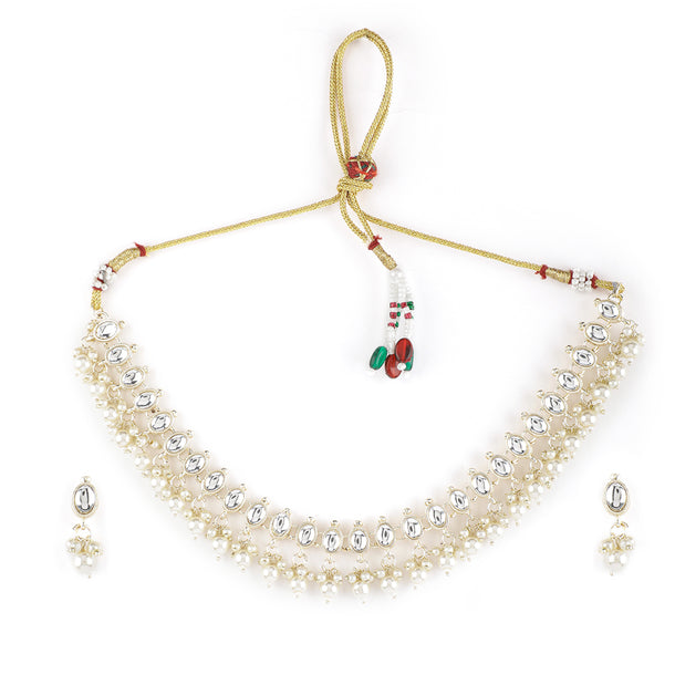 Rubans Gold Plated Kundan Delicate Necklace Set