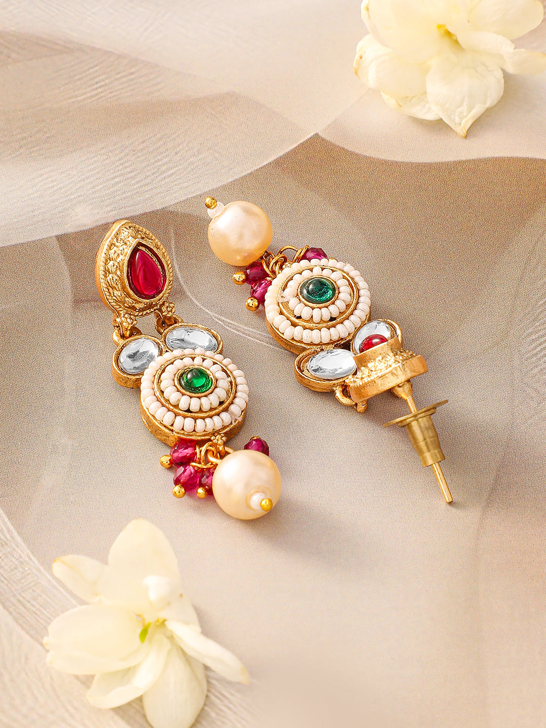 Multicolor Studded Gold Beaded Necklace Set