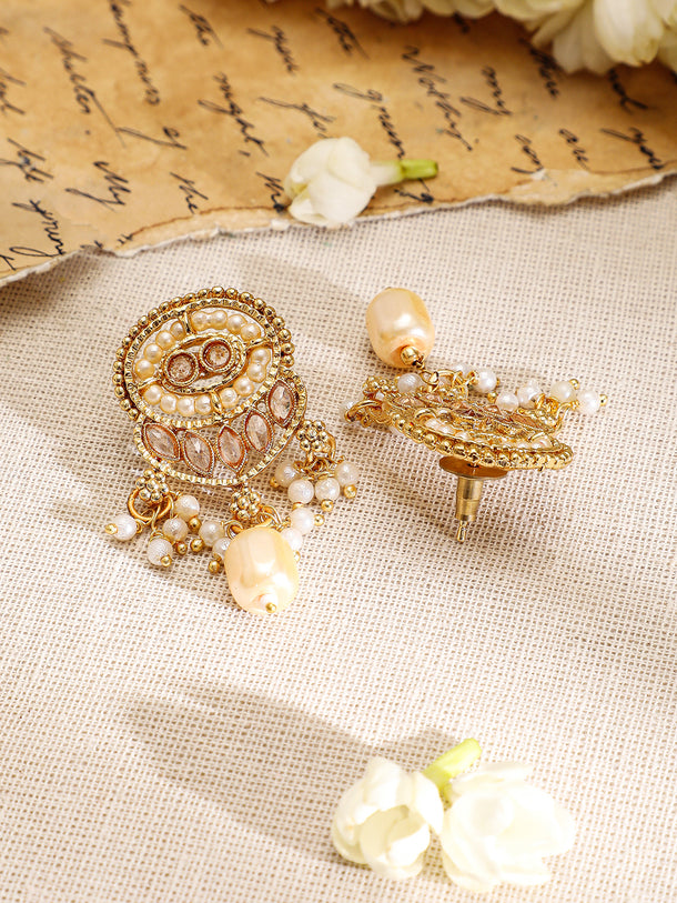 Golden Glow with Pearls Long Necklace