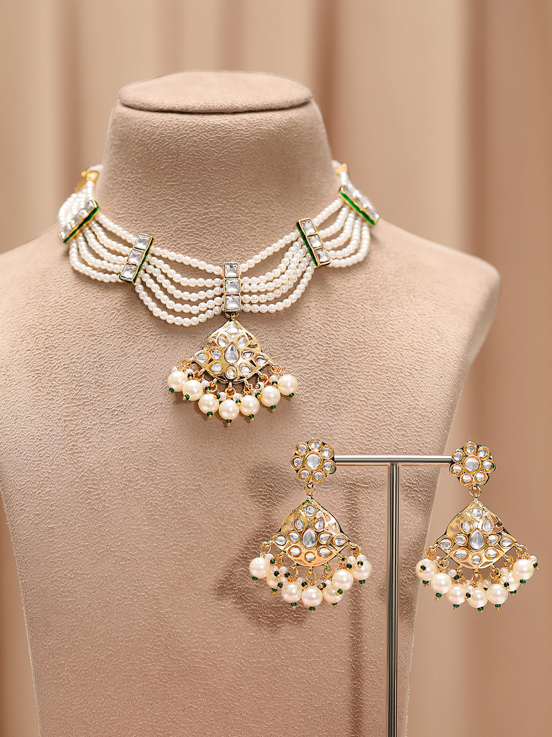 White Empire Kundan Pearl Choker Set