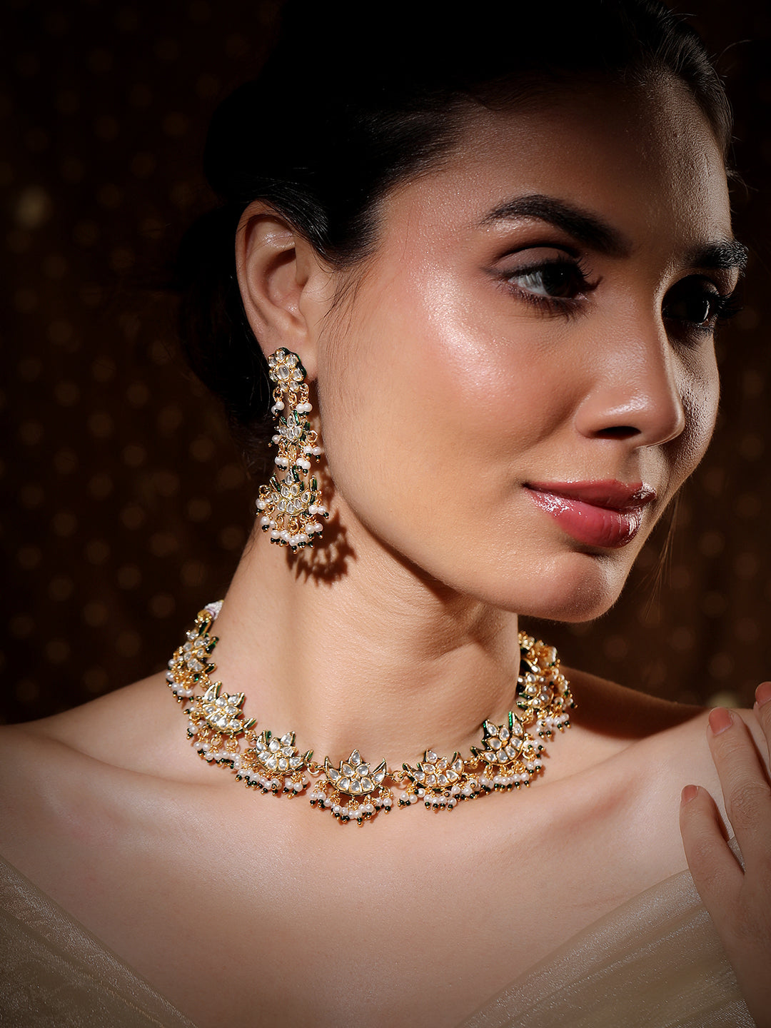 White Green Couture Necklace Set