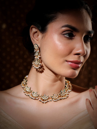 White Green Couture Necklace Set