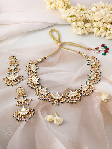 White Green Couture Necklace Set