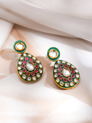 Artistic Red Green Kundan Necklace Set