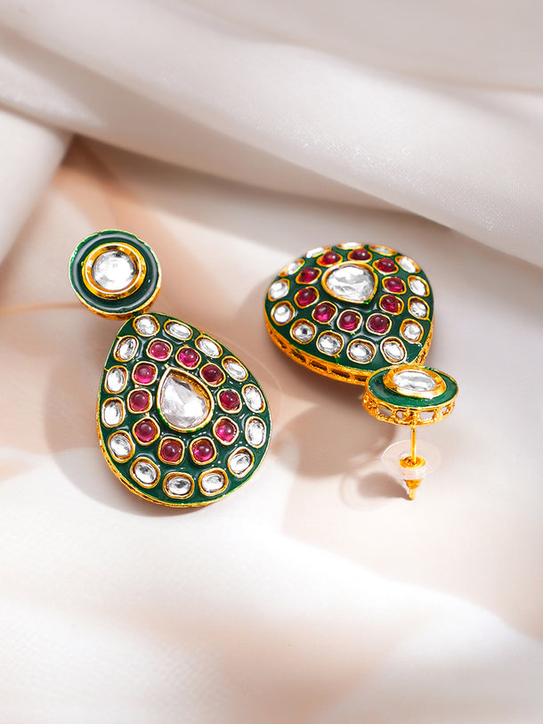 Artistic Red Green Kundan Necklace Set