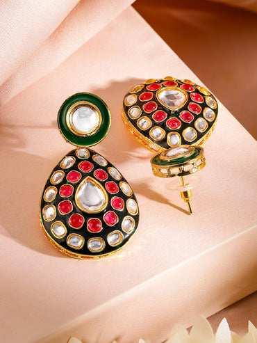 Artistic Red Green Kundan Necklace Set