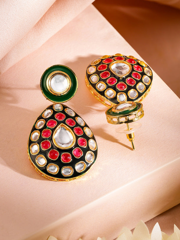 Artistic Red Green Kundan Necklace Set