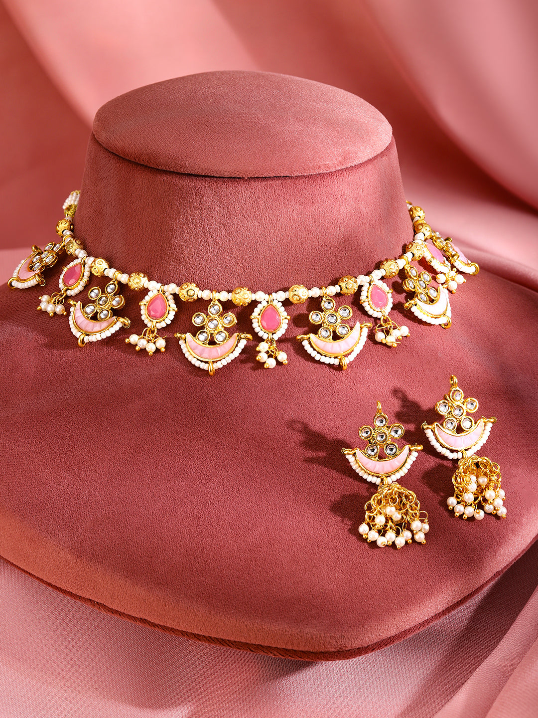 Soft Blush Kundan Necklace Set